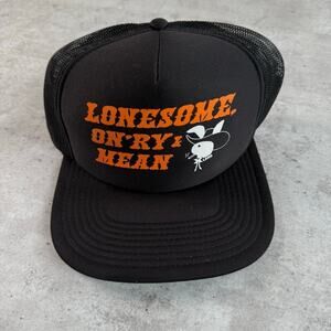 The Mean Black trucker hat Lonesome on'ry and mean black snapback